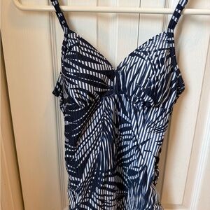 Elegant Navy and White Striped Tankini